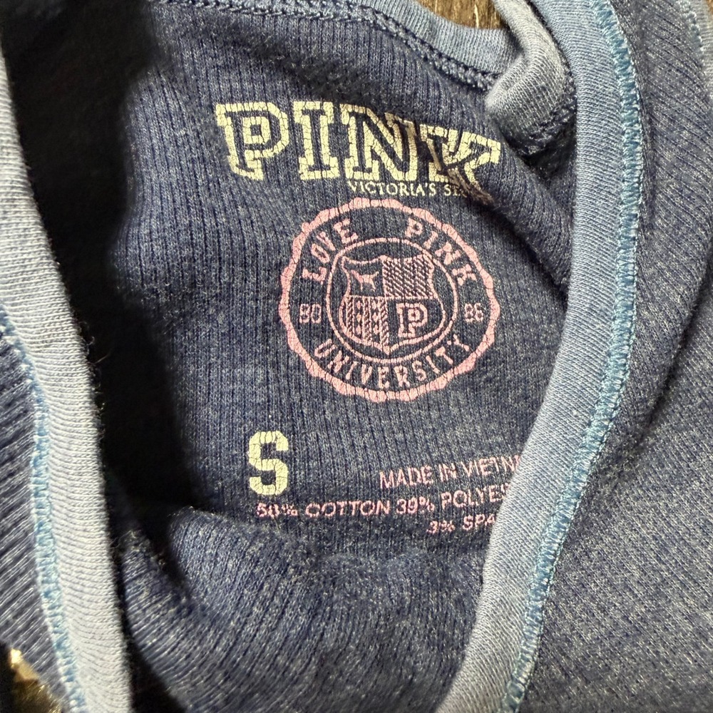 PINK Victoria's Secret Tank Top Women S Blue Studded Ribbed Vintage Y2K - Picture 3 of 4